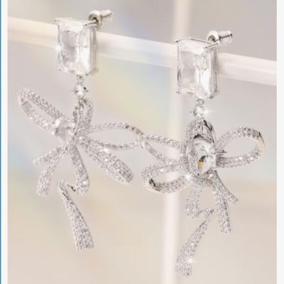 Trendy bow drop earrings A452 - Picture 1 of 8